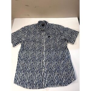 Lee Shirt Mens Large Blue‎ White Floral Short Sleeve Regular Classic Button-Up